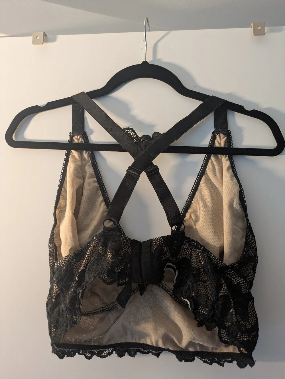 Asos Longline Lace Bralette with Crisscross Back - Black 36GG/36J